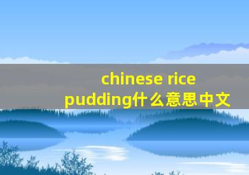 chinese rice pudding什么意思中文